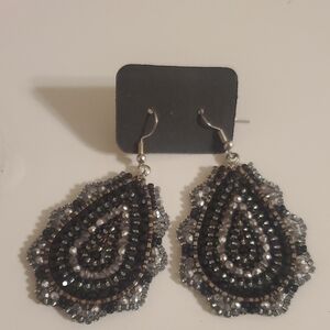 Elegant Black and Silver Beaded Earrings